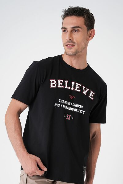 Canik Believe Baskılı Siyah Tişört (By Ertan Balaban)