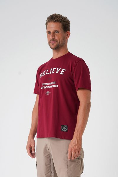 Believe T-Shirt By Ertan Balaban Bordo