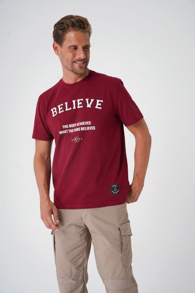 Believe T-Shirt By Ertan Balaban Bordo