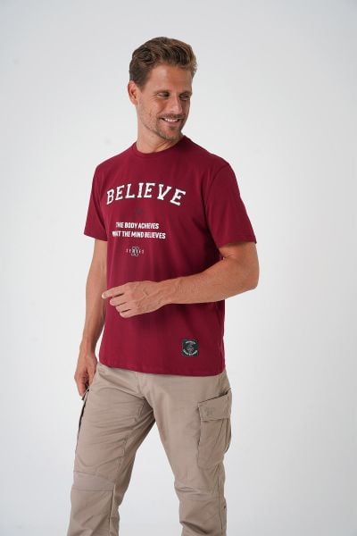 Believe T-Shirt By Ertan Balaban Bordo