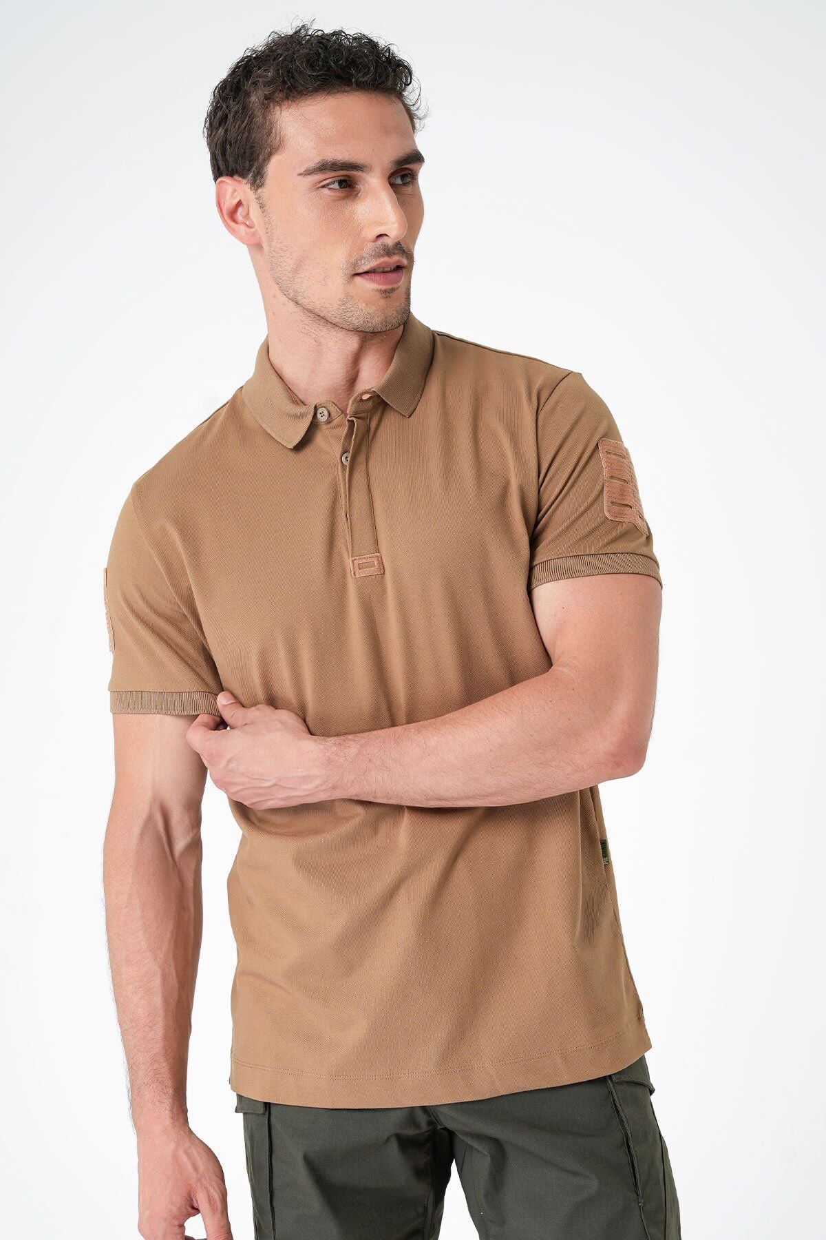 Canik Casual Ryker Polo Yaka Cırtlı Camel Tişört
