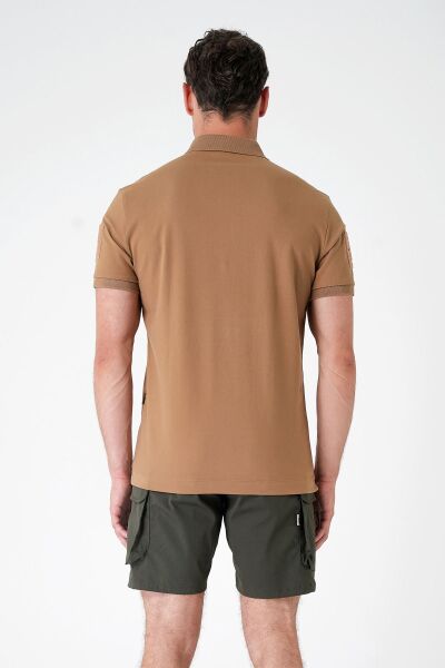 Canik Casual Ryker Polo Yaka Cırtlı Camel Tişört