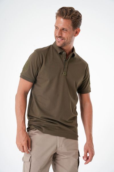 Canik Casual Ryker Polo Yaka Cırtlı Haki Tişört