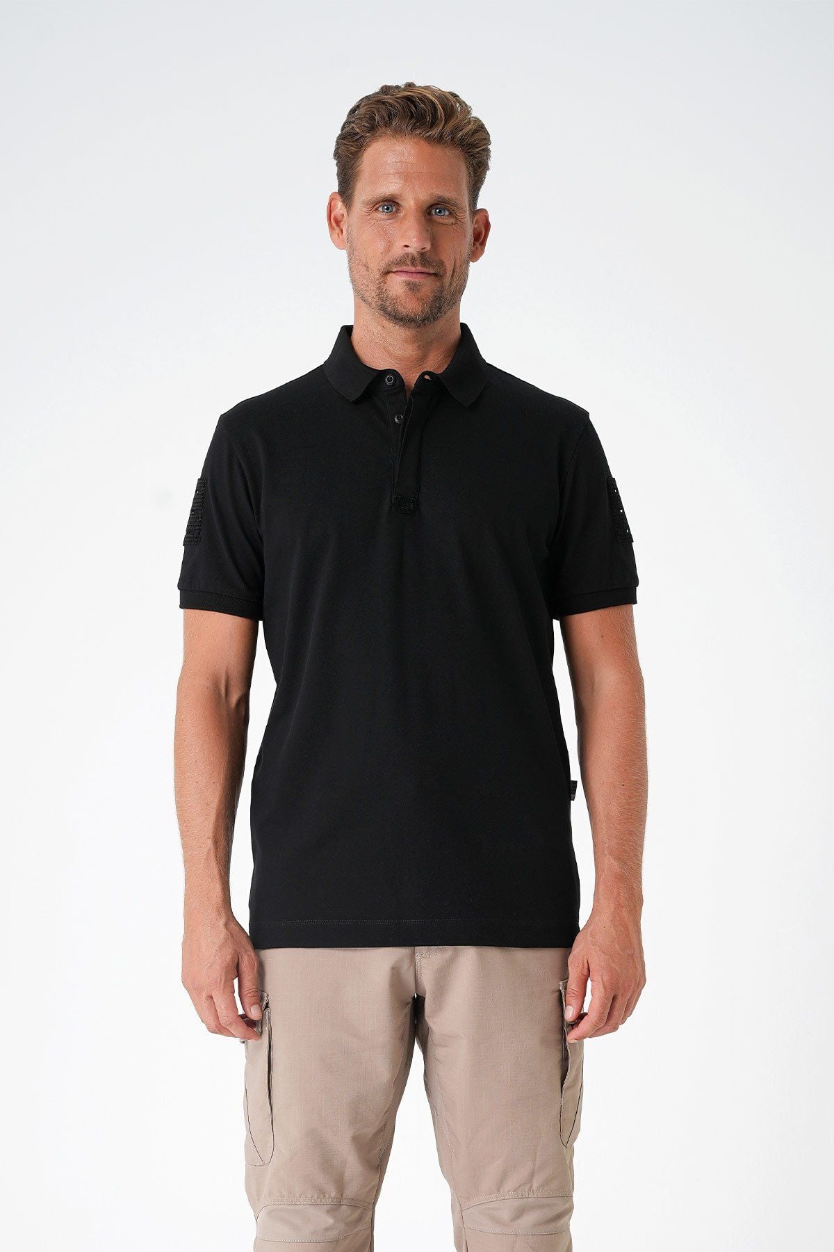 Casual Ryker Polo T-shirt Cırtlı Siyah
