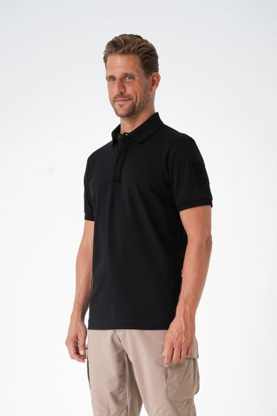 Casual Ryker Polo T-shirt Cırtlı Siyah
