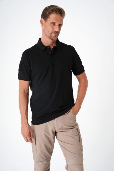 Casual Ryker Polo T-shirt Cırtlı Siyah