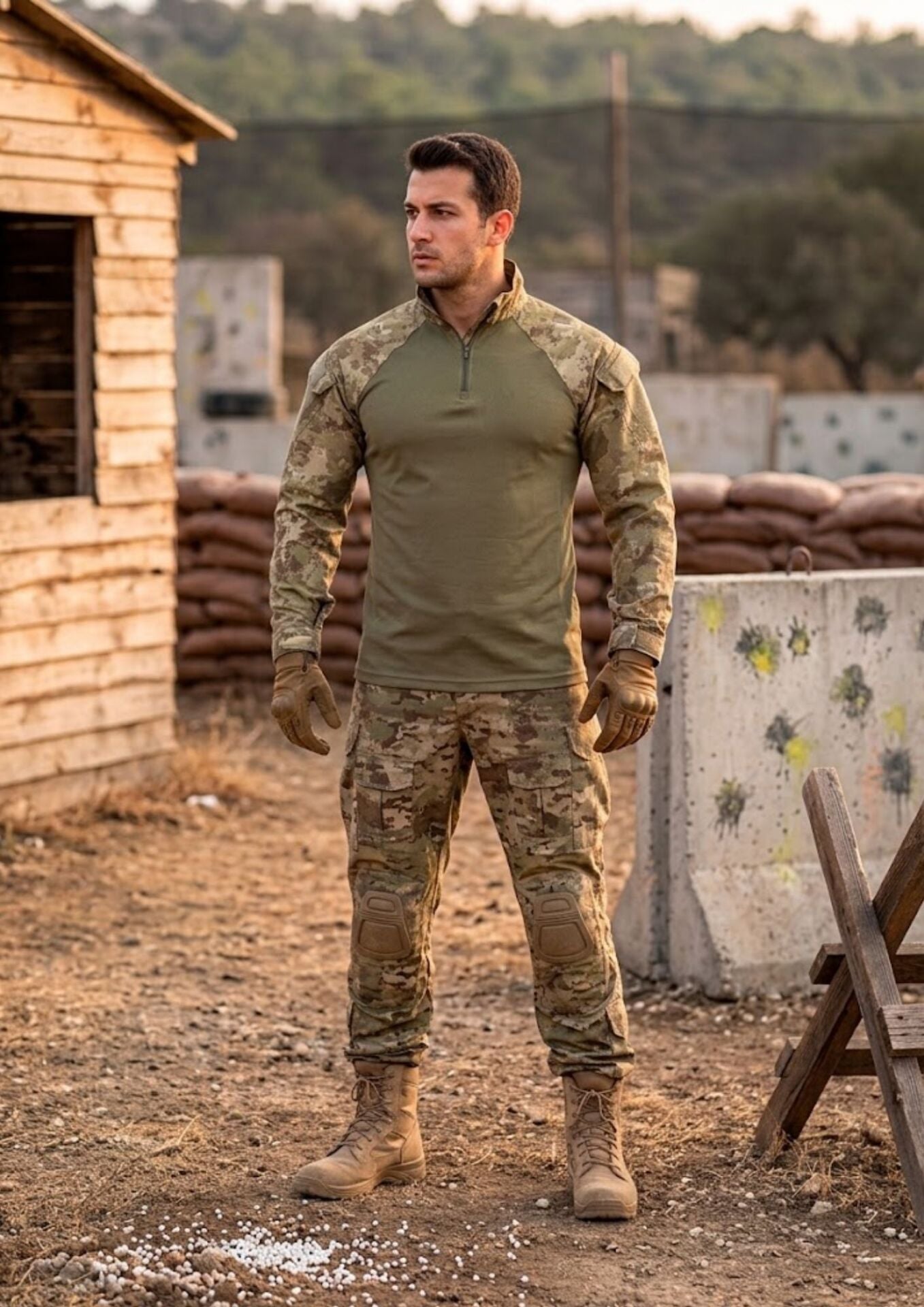 Combat T-Shirt Haki Kamuflaj